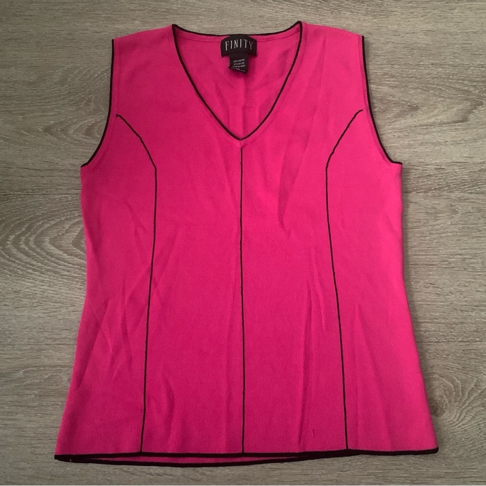 Finity Pink & Black Sleeveless Blouse Size XL
